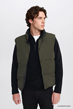 Regular Fit Normal Kesim Çift Kullanımlı Deve Tüyü Şişme Yelek - Black-LD507064001 (görsel 8)
