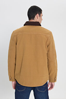 Regular Fit Normal Kesim %100 Pamuk Kadife Detaylı Taba Ceket - Glazed Ginger-LD542302541 (görsel 7)