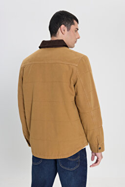 Regular Fit Normal Kesim %100 Pamuk Kadife Detaylı Taba Ceket - Glazed Ginger-LD542302541 (görsel 8)
