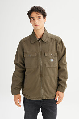 %100 Pamuk Regular Fit Normal Kesim Workwear Haki Ceket - Oak Moss-LD542302900 (görsel 3)