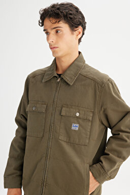 %100 Pamuk Regular Fit Normal Kesim Workwear Haki Ceket - Oak Moss-LD542302900 (görsel 4)