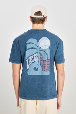 %100 Pamuk Relaxed Fit Geniş Kesim Bisiklet Yaka Baskılı Mavi Tişört - Orion Blue-LD775771562 (görsel 2)