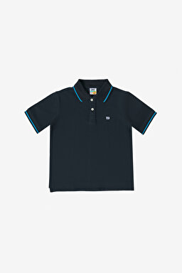 Regular Fit Normal Kesim %100 Pamuk Siyah Çocuk Polo Yaka T-shirt - Black-LK24100601