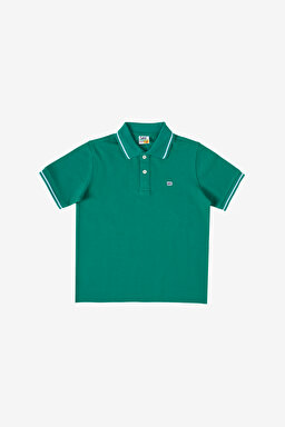 Regular Fit Normal Kesim %100 Pamuk Polo Yaka Yeşil Çocuk T-shirt - Enigma-LK241006A12