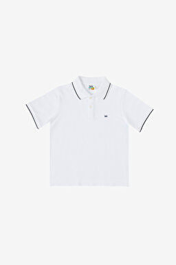 Regular Fit Normal Kesim %100 Pamuk Polo Yaka Beyaz Çocuk T-shirt - Bright White-LK241006LJ