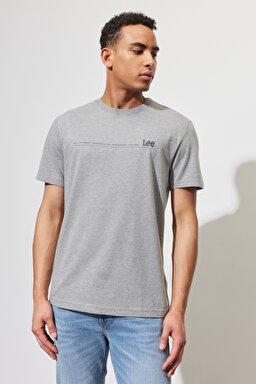 Regular Fit Normal Kesim %100 Pamuk Bisiklet Yaka Gri Melanj Tişört - Sharp Grey Mele-LL03FQ03