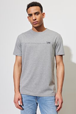 Regular Fit Normal Kesim %100 Pamuk Bisiklet Yaka Gri Melanj Tişört - Sharp Grey Mele-LL03FQ03 (görsel 2)