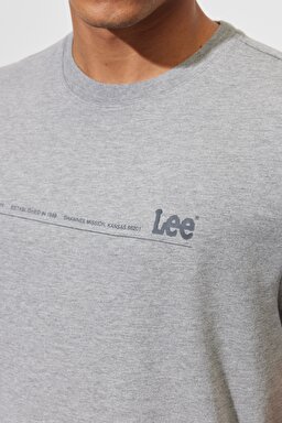 Regular Fit Normal Kesim %100 Pamuk Bisiklet Yaka Gri Melanj Tişört - Sharp Grey Mele-LL03FQ03 (görsel 4)