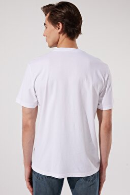 Regular Fit Normal Kesim %100 Pamuk Bisiklet Yaka Beyaz Tişört - Bright White-LL03FQLJ (görsel 4)