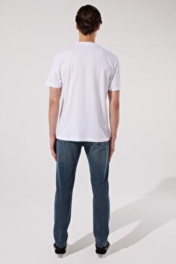Regular Fit Normal Kesim %100 Pamuk Bisiklet Yaka Beyaz Tişört - Bright White-LL03FQLJ (görsel 5)