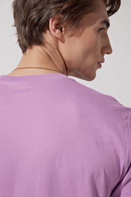 Regular Fit Normal Kesim %100 Pamuk Bisiklet Yaka Pembe Tişört - Pansy-LL04FQ63 (görsel 4)