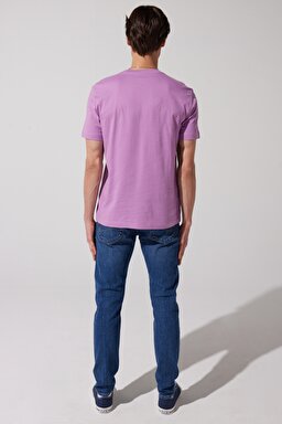 Regular Fit Normal Kesim %100 Pamuk Bisiklet Yaka Pembe Tişört - Pansy-LL04FQ63 (görsel 6)
