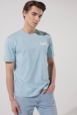 Regular Fit Normal Kesim %100 Pamuk Bisiklet Yaka Açık Mavi Tişört - Ice Blue-LL04FQUY