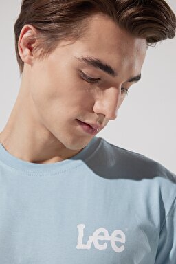 Regular Fit Normal Kesim %100 Pamuk Bisiklet Yaka Açık Mavi Tişört - Ice Blue-LL04FQUY (görsel 2)