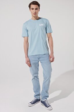 Regular Fit Normal Kesim %100 Pamuk Bisiklet Yaka Açık Mavi Tişört - Ice Blue-LL04FQUY (görsel 3)