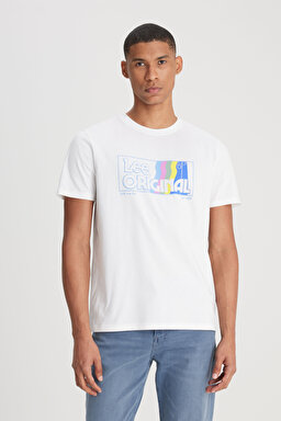 Regular Fit Normal Kesim %100 Pamuk Bisiklet Yaka Ekru Tişört - Ecru-LL07FENQ (görsel 3)