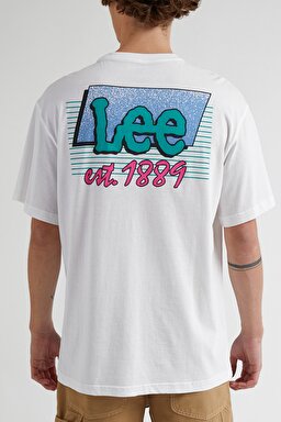 Loose Fit Rahat Kesim %100 Pamuk Bisiklet Yaka Beyaz Tişört - Bright White-LL10FELJ (görsel 4)
