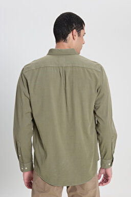 Regular Fit Normal Kesim %100 Pamuk Haki Uzun Kollu Gömlek - Olive Grove-LL37BMA61 (görsel 5)