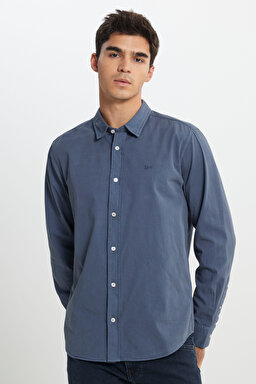 Regular Fit Normal Kesim %100 Pamuk Mavi Uzun Kollu Gömlek - Taint Grey-LL37BMA66