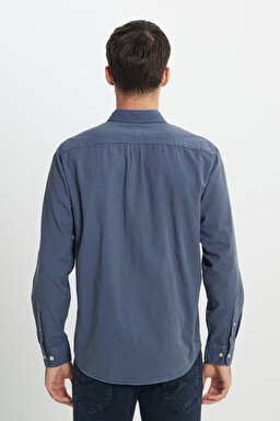 Regular Fit Normal Kesim %100 Pamuk Mavi Uzun Kollu Gömlek - Taint Grey-LL37BMA66 (görsel 5)
