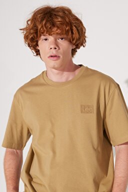 Loose Fit Rahat Kesim %100 Pamuk Bisiklet Yaka Camel Tişört - Clay-LL84FU60 (görsel 3)