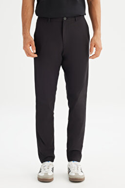 Regular Fit Normal Kesim Normal Bel Yan Cep Detaylı Siyah Casual Pantolon - Black-LLU3008001 (görsel 2)