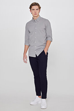 Regular Fit Normal Kesim Dar Paça Yan Cep Detaylı Lacivert Pantolon - Navy-LLU3008114 (görsel 2)