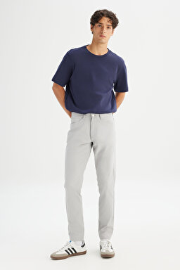 Regular Fit Normal Kesim Dar Paça 5 Cep Gri Casual Pantolon - Gray-LLU3009035