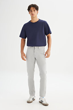 Regular Fit Normal Kesim Dar Paça 5 Cep Gri Casual Pantolon - Gray-LLU3009035 (görsel 3)