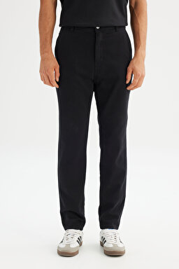 Regular Fit Normal Kesim Normal Bel Pamuklu Esnek Siyah Chino Pantolon - Black-LM0400001001 (görsel 2)
