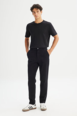 Regular Fit Normal Kesim Normal Bel Pamuklu Esnek Siyah Chino Pantolon - Black-LM0400001001 (görsel 3)