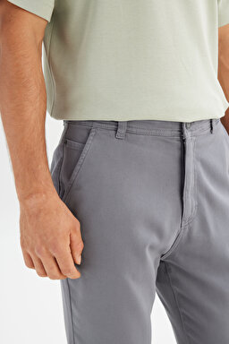 Regular Fit Normal Kesim Normal Bel Pamuklu Esnek Gri Chino Pantolon - Gray-LM0400001035 (görsel 4)