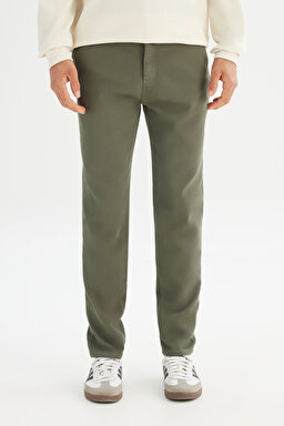Regular Fit Normal Kesim Normal Bel Pamuklu Esnek Haki Chino Pantolon - KHAKI-LM0400001801 (görsel 2)