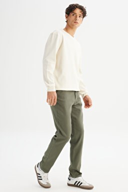 Regular Fit Normal Kesim Normal Bel Pamuklu Esnek Haki Chino Pantolon - KHAKI-LM0400001801 (görsel 3)