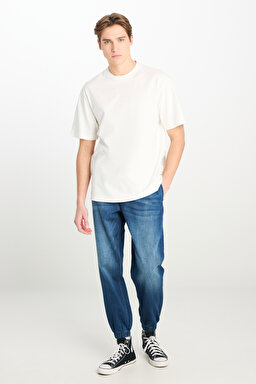 Regular Fit Normal Kesim Normal Bel Jogger Esnek Jean Kot  Pantolon - Mid Stone-LM0400414V