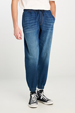 Regular Fit Normal Kesim Normal Bel Jogger Esnek Jean Kot  Pantolon - Mid Stone-LM0400414V (görsel 3)