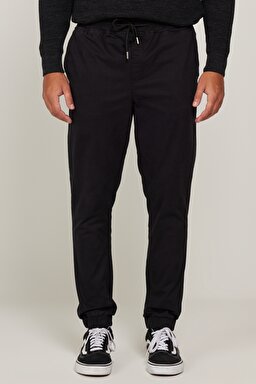 Regular Fit Normal Kesim Normal Bel Haki Esnek Jogger Pantolon - Black-LM04006001