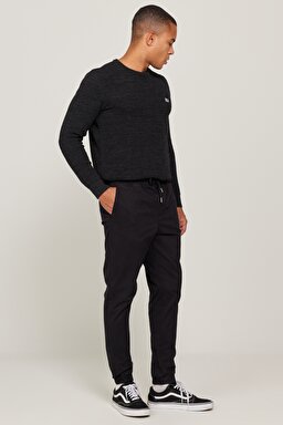 Regular Fit Normal Kesim Normal Bel Haki Esnek Jogger Pantolon - Black-LM04006001 (görsel 2)