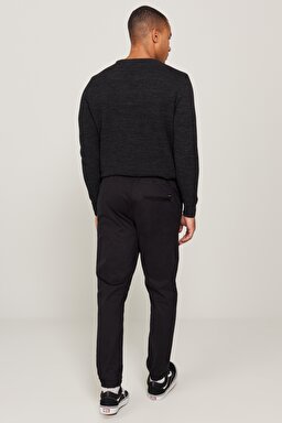 Regular Fit Normal Kesim Normal Bel Haki Esnek Jogger Pantolon - Black-LM04006001 (görsel 5)