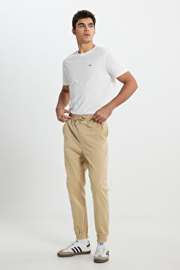 Regular Fit Normal Kesim Normal Bel Bej Esnek Jogger Pantolon - Beige-LM04007614