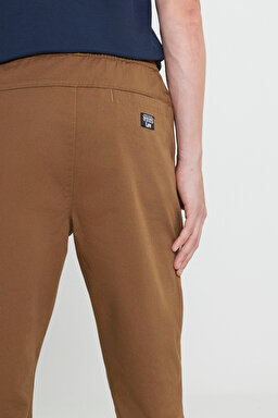 Regular Fit Normal Kesim Normal Bel Dar Paça Haki Jogger Pantolon - Camel-LM04008211 (görsel 6)