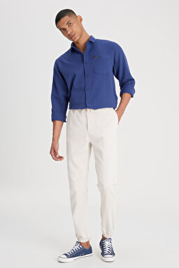 Slim Fit Dar Kesim Normal Bel Dar Paça Taş Rengi Jogger Pantolon - Stone-LM04009013 (görsel 3)