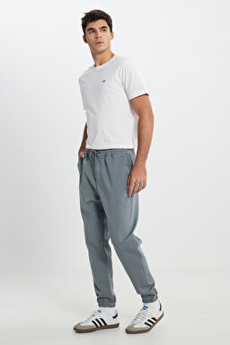 Slim Fit Dar Kesim Normal Bel Dar Paça Lacivert Jogger Pantolon - Gray-LM04009035 (görsel 2)