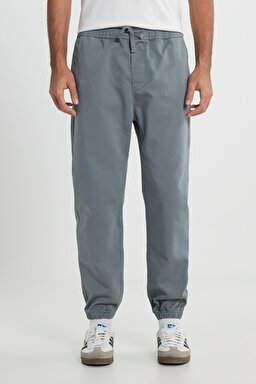Slim Fit Dar Kesim Normal Bel Dar Paça Lacivert Jogger Pantolon - Gray-LM04009035 (görsel 3)