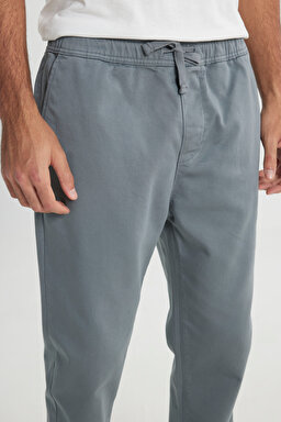 Slim Fit Dar Kesim Normal Bel Dar Paça Lacivert Jogger Pantolon - Gray-LM04009035 (görsel 4)