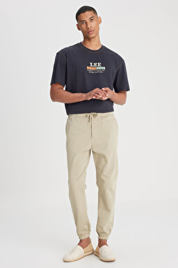 Slim Fit Dar Kesim Normal Bel Dar Paça Açık Yeşil Jogger Pantolon - Dahlia-LM04009299 (görsel 3)