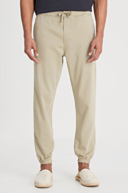 Slim Fit Dar Kesim Normal Bel Dar Paça Açık Yeşil Jogger Pantolon - Dahlia-LM04009299 (görsel 4)