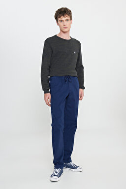 Relaxed Fit Geniş Kesim Lacivert Chino Pantolon - Navy-LM04011410