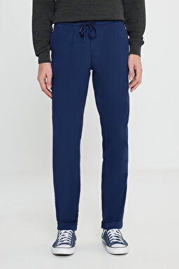 Relaxed Fit Geniş Kesim Lacivert Chino Pantolon - Navy-LM04011410 (görsel 3)