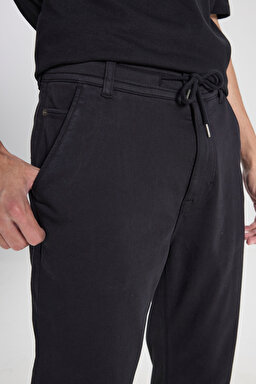 Regular Fit Normal Kesim Normal Bel Dar Paça Siyah Esnek Pantolon - Black-LM043002001 (görsel 4)